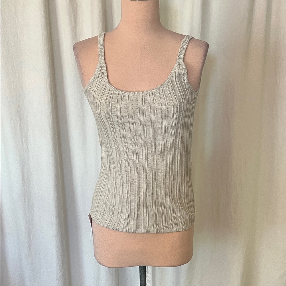 MM Lafleur NY tan Ribbed Camisole sweater tank top  S nwt